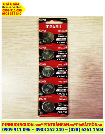 COMBO 01vỉ = 5viên Pin 3v lithium Maxell CR2032 (Vỉ Đỏ Đen), Xuất xứ NHẬT _Giá 55.000/Vỉ 5viên